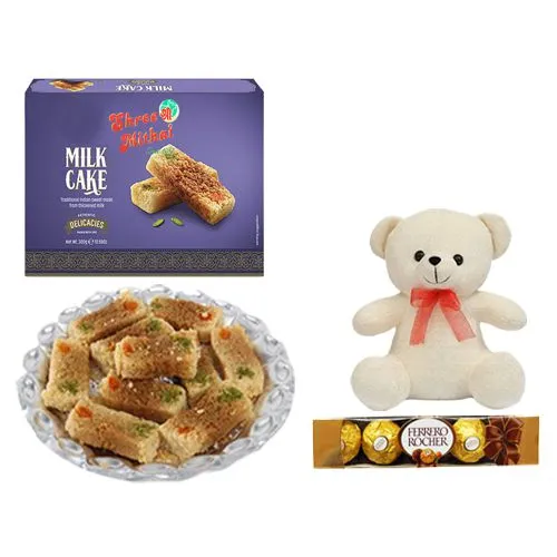 Milk Cake from Shree Mithai with Teddy N Ferrero Rocher