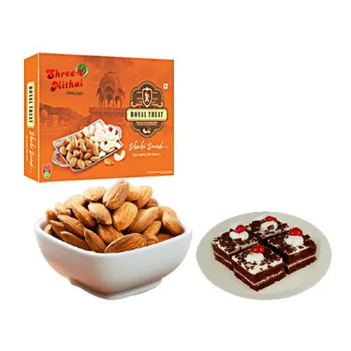 Royal Almond Treat from Shree Mithai with Chocolate Pastry