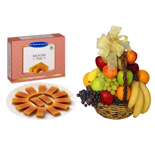 Mysurpa from Sri Krishna Sweets with Fresh Fruit Basket