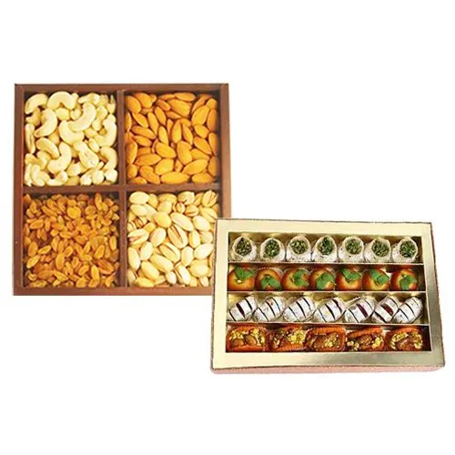 Assorted Dry Fruit Sweets from Adyar Ananda Bhawan with Mixed Dry Fruits