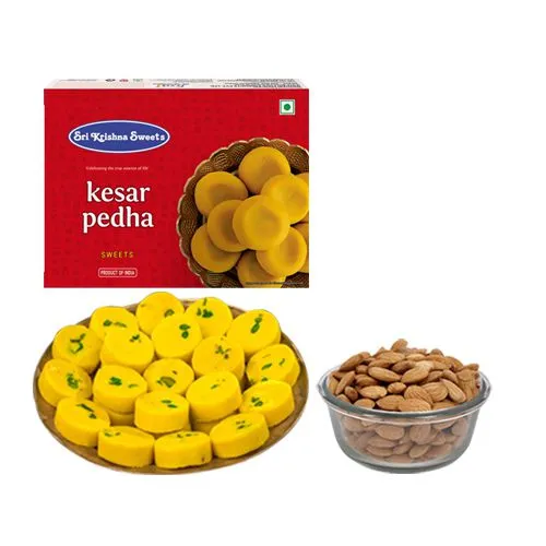Kesar Peda from Sri Krishna Sweets with Crunchy Almonds