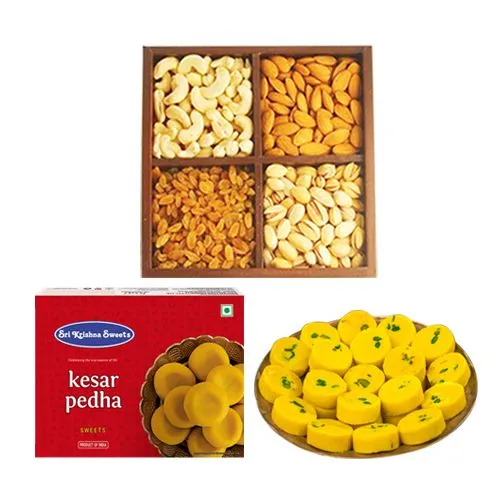 Kesar Peda from Sri Krishna Sweets with Mixed Dry Fruits
