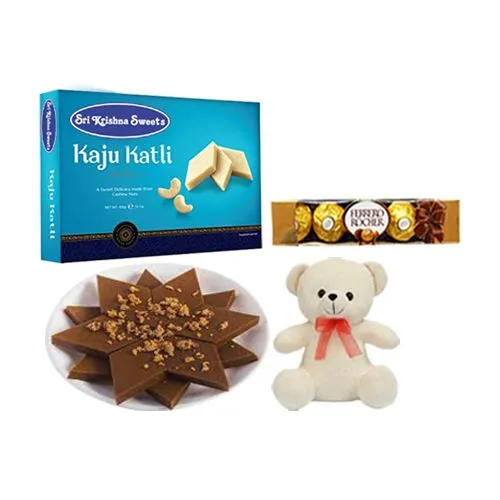 Karupatti Katli from Sri Krishna Sweets with Teddy  N  Ferrero Rocher Chocolate Pack
