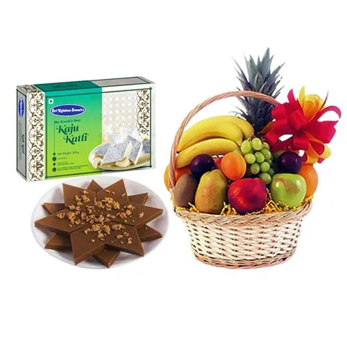 Karupatti Katli from Sri Krishna Sweets with Fresh Fruit Basket