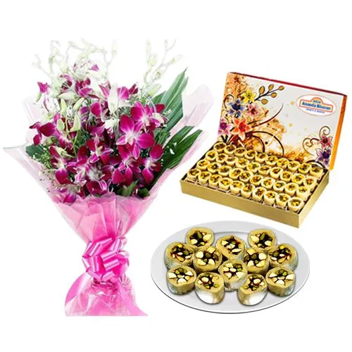 Dry Fruit Honey Dew from Adyar Ananda Bhawan with Orchid Bouquet