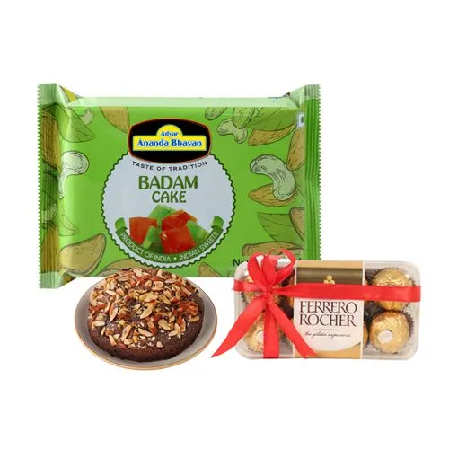 Badam Cake from Adyar Ananda Bhawan with Ferrero Rocher