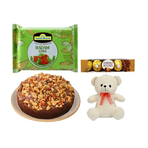 Badam Cake from Adyar Ananda Bhawan with Teddy N Ferrero Rocher