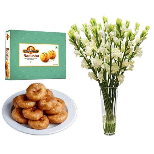 Badusha from G Pulla Reddy with Rajnigandha Stems