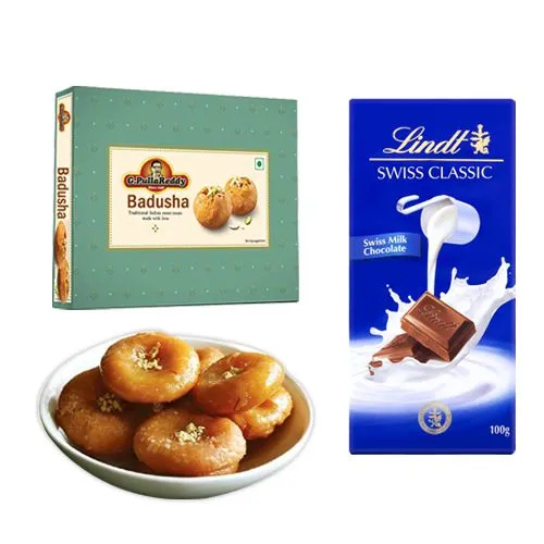 Badusha from G Pulla Reddy with Lindt Excellence Chocolate Bar