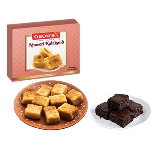 Ajmeeri Kalakand from Dadus with Brownie