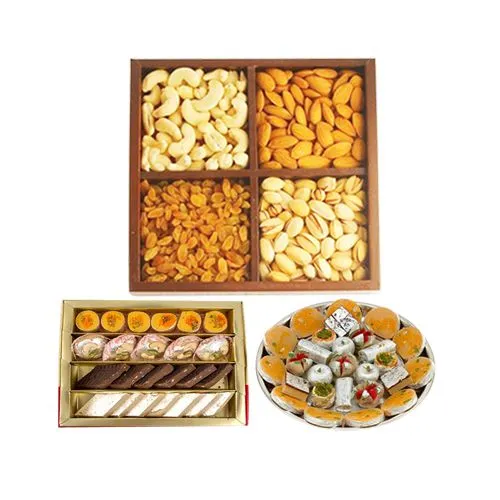 Assorted Sweets from G Pulla Reddy with Assorted Dry Fruits