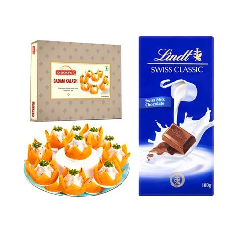 Badam Kalash from Dadus with Lindt Excellence Chocolate Bar