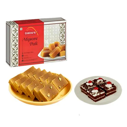 Ghee Mysorepak from Dadus with Chocolate Pastry