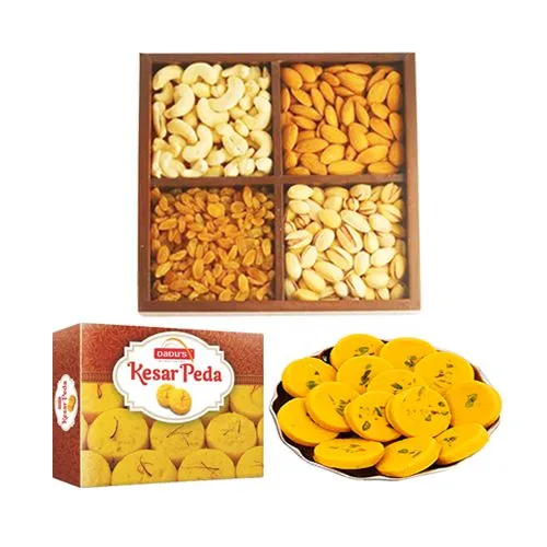 Kesar Peda from Dadus with Assorted Dry Fruits