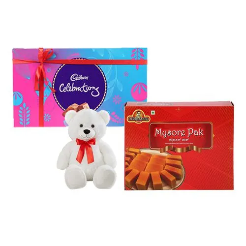 Milk Mysorepak from G Pulla Reddy with Teddy N Cadbury Celebration