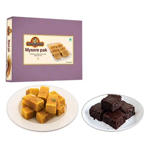 Milk Mysorepak from G Pulla Reddy with Brownies