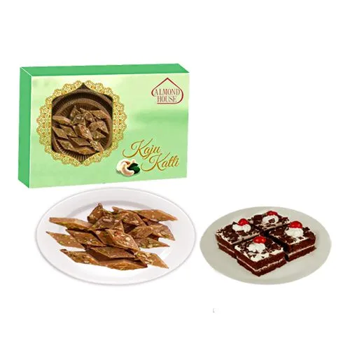 Peppery Cashew Burfi from Almond House with Chocolate Pastry