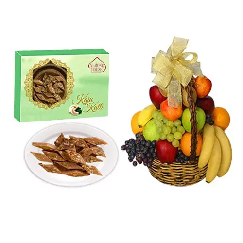 Peppery Cashew Burfi from Almond House with Fresh Fruit Basket