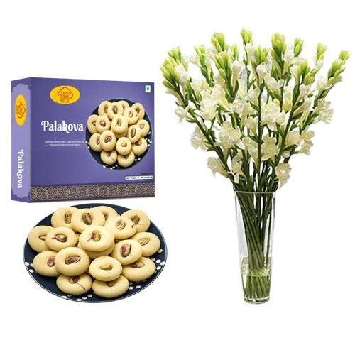 Palakova from Almond House with Rajnigandha Stems