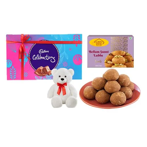 Bellam Sunni Laddu from Almond House with Teddy N Cadbury Celebration