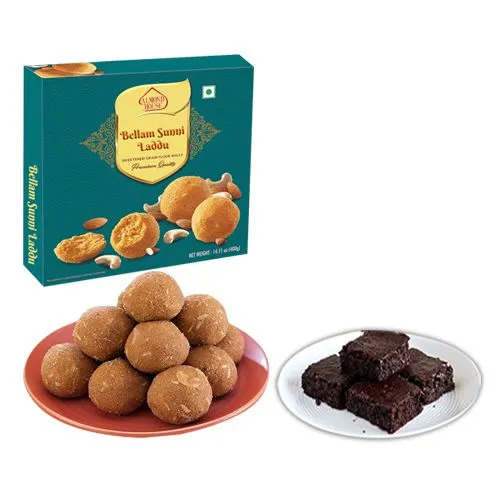 Bellam Sunni Laddu from Almond House with Brownies