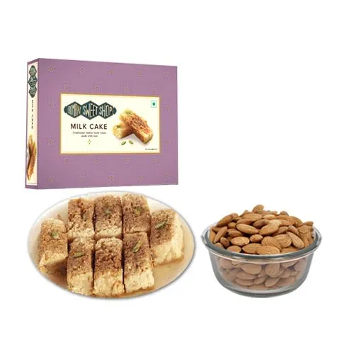 Milk Cake Box from Bombay Sweet Shop with Crunchy Almonds