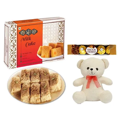 Milk Cake Box from Bombay Sweet Shop with Teddy  N  Ferrero Rocher