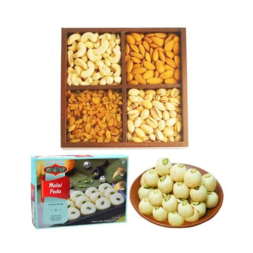 Malai Peda Box from Bombay Sweet Shop with Assorted Dry Fruits