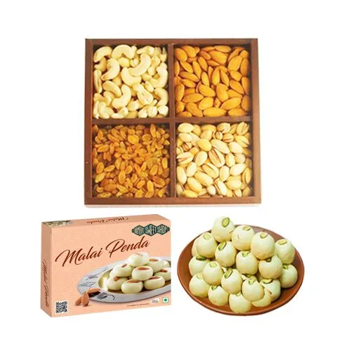 Malai Peda Box from Bombay Sweet Shop with Mixed Dry Fruits