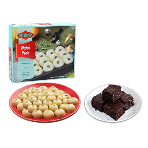 Malai Peda Box from Bombay Sweet Shop with Brownie