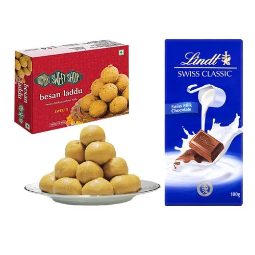 Ferrero Rocker Besan Laddu from Bombay Sweet Shop with Lindt Excellence