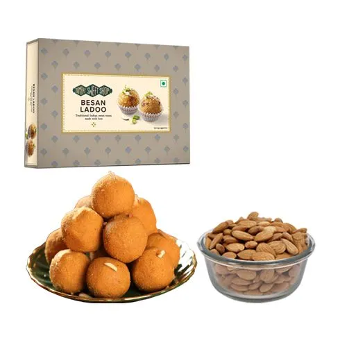 Ferrero Rocker Besan Laddu Box from Bombay Sweet Shop with Crunchy Almonds