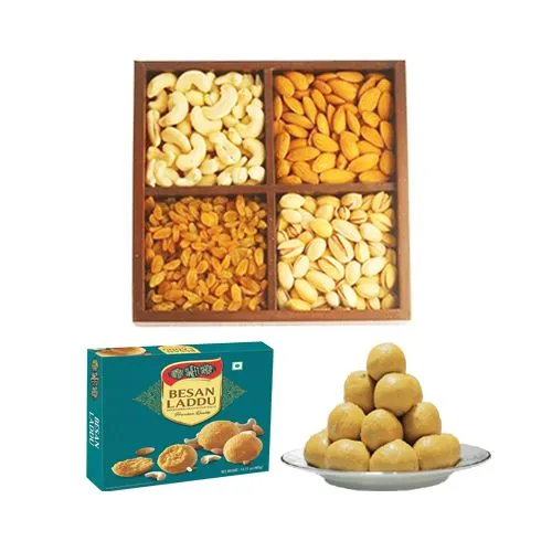 Ferrero Rocker Besan Laddu Box from Bombay Sweet Shop with Mixed Dry Fruits