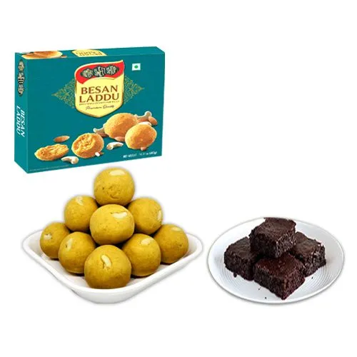 Ferrero Rocker Besan Laddu Box from Bombay Sweet Shop with Brownie
