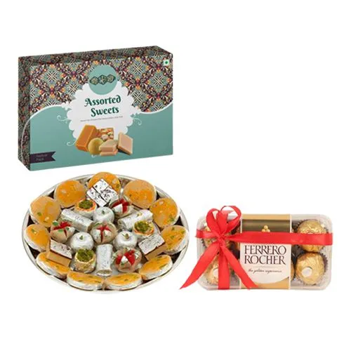 Assorted Sweets Box from Bombay Sweet Shop with Ferrero Rocher