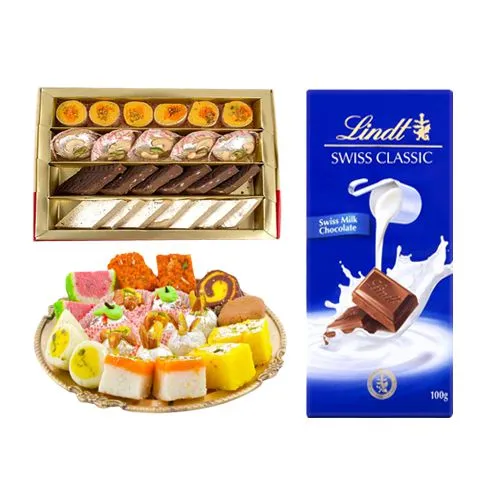 Assorted Sweets Box from Bombay Sweet Shop with Lindt Excellence