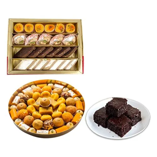 Assorted Sweets Box from Bombay Sweet Shop with Brownie
