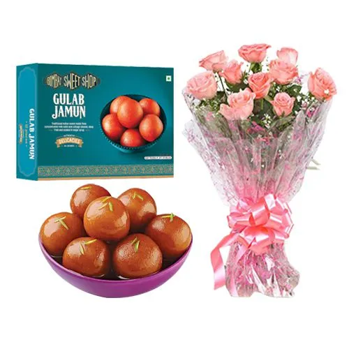 Gulab Jamun from Bombay Sweet Shop with Rose Bouquet
