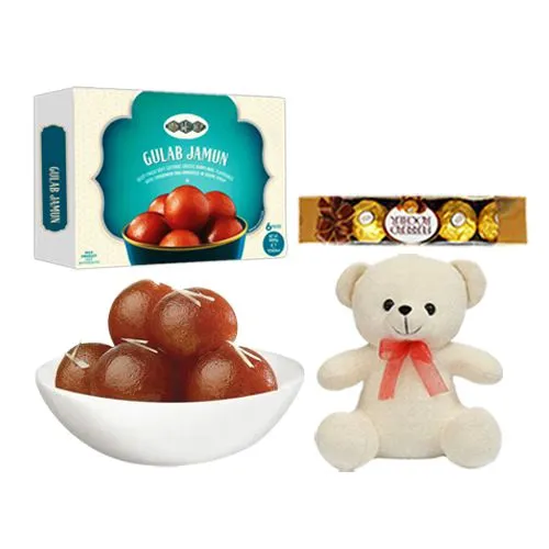 Gulab Jamun from Bombay Sweet Shop with Teddy  N  Ferrero Rocher