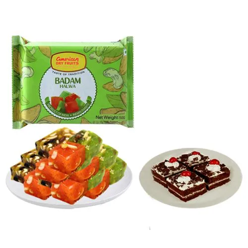 Badam Pista Halwa from American Dry Fruits with Chocolate Pastry
