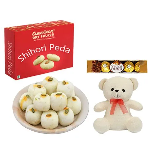 Shihori Peda from American Dry Fruits with Teddy N Ferrero Rocher Chocolate