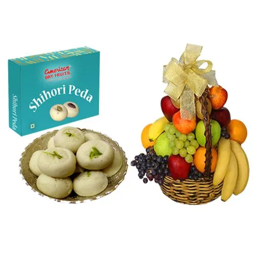 Shihori Peda from American Dry Fruits with Fresh Fruit Basket