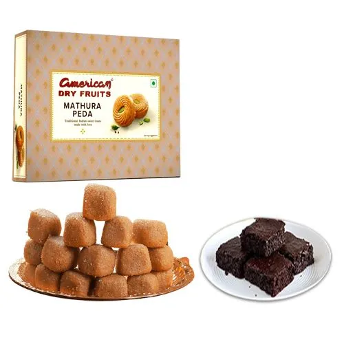Mathura Peda from American Dry Fruits with Brownies