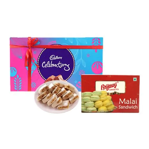 Malai Sandwich from Brijwasi Sweets with Cadbury Celebration