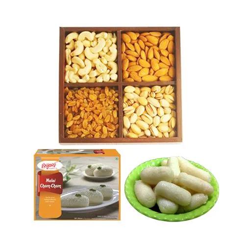 Malai Sandwich from Brijwasi Sweets with Assorted Dry Fruits