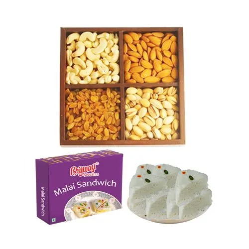 Malai Sandwich from Brijwasi Sweets with Mixed Dry Fruits