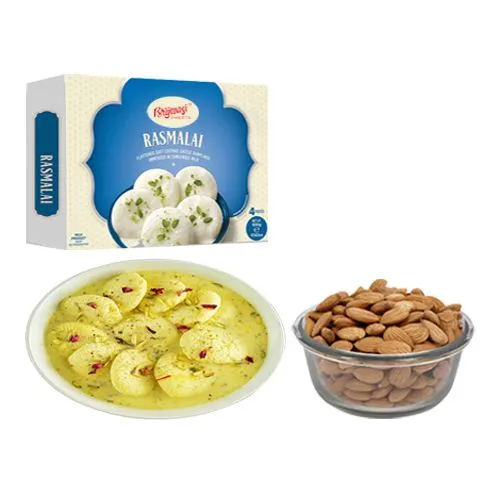 Rasmalai Medium from Brijwasi Sweets with Crunchy Almonds