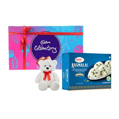 Rasmalai Medium from Brijwasi Sweets with Teddy N Cadbury Celebration