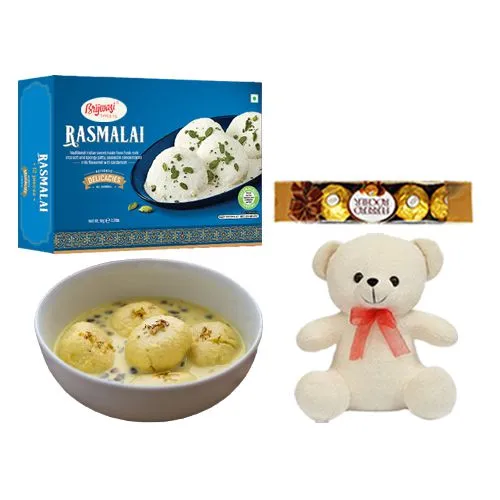 Rasmalai Medium from Brijwasi Sweets with Teddy N Ferrero Rocher