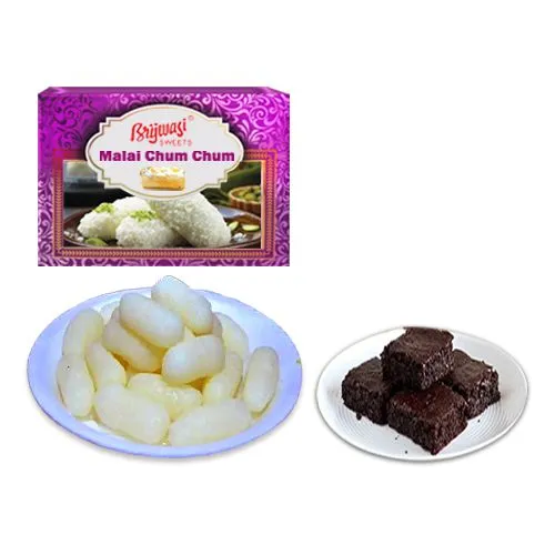 Malai Chum Chum from Brijwasi Sweets with Brownies